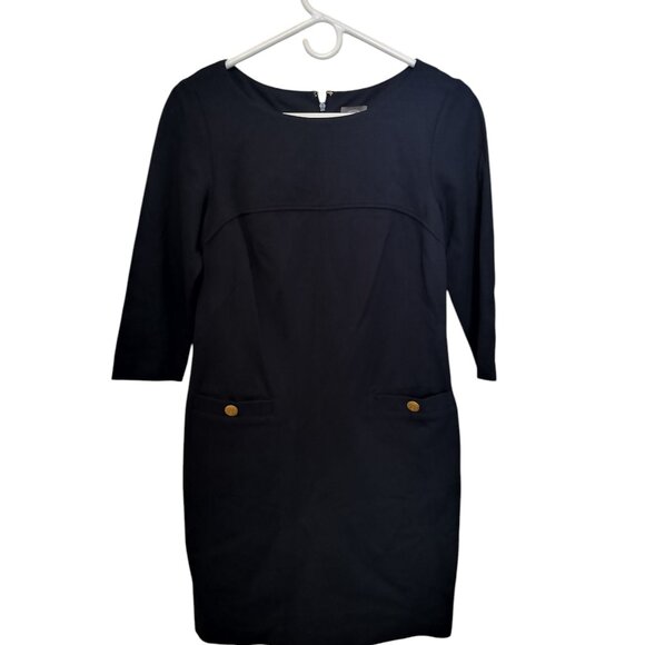 Quite luxury minimalist jersey dress by Vince Camuto, navy blue, midi cocktail - Picture 1 of 5